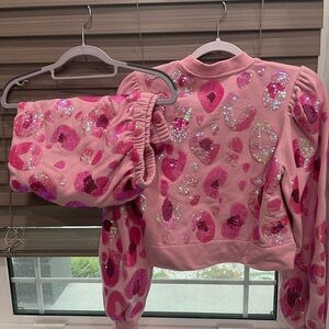 Pink Sequin Sweater and Skirt Set